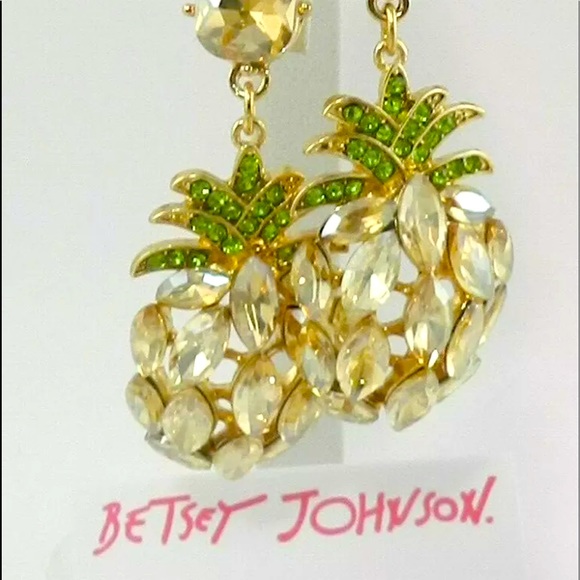 Betsey Johnson Jewelry - BETSEY JOHNSON PINEAPPLE CRYSTAL STATEMENT POST EARRINGS